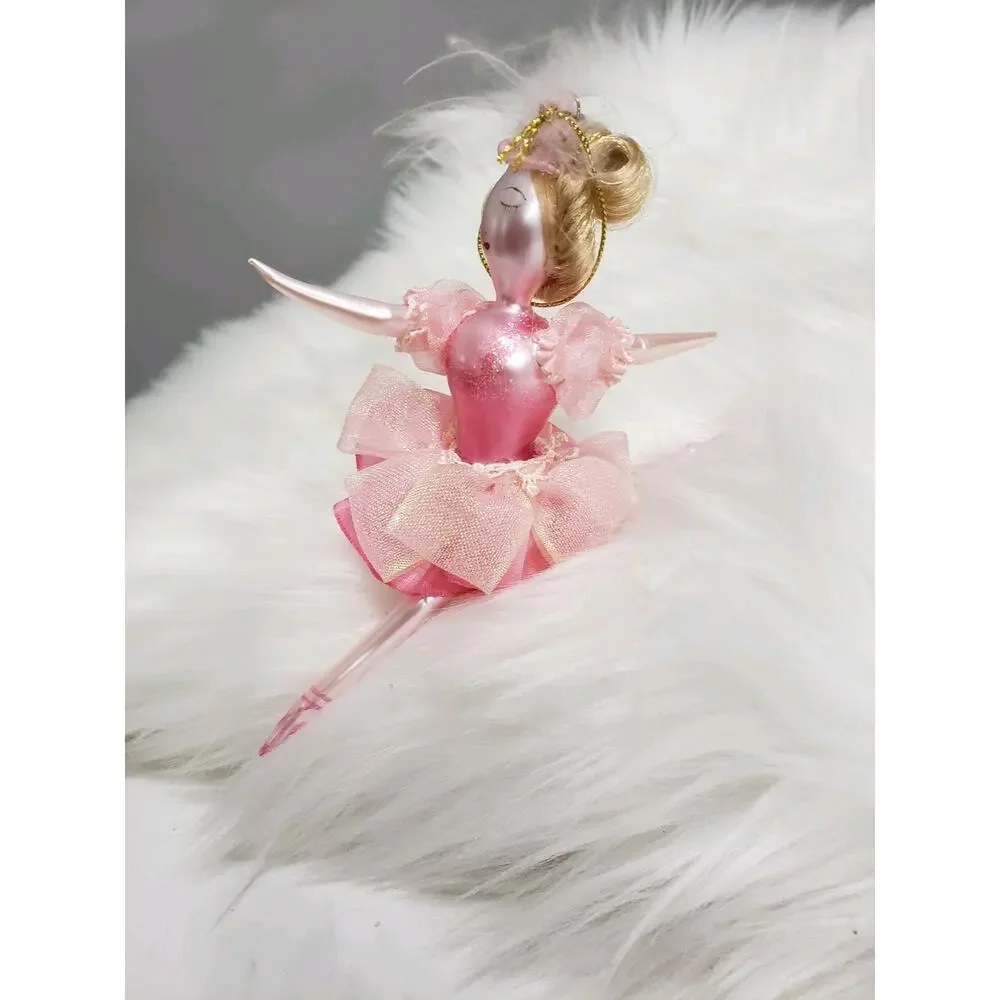 GORGEOUS Vintage Blown Glass‎ Lady Blonde Hair BALLERINA Christmas ORNAMENT swan
